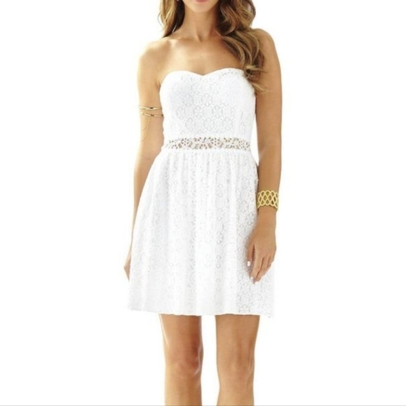 Lilly Pulitzer Dresses & Skirts - Lilly Pulitzer White Strapless Lace Dress
